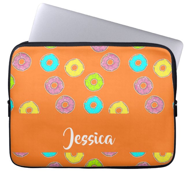 Bright colourful doughnuts laptop sleeve (Front)