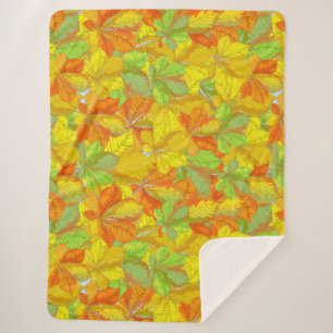 Bright Colourful Fall Leaves Sherpa Blanket