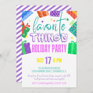 Bright Colourful Favourite Things Christmas Party Invitation