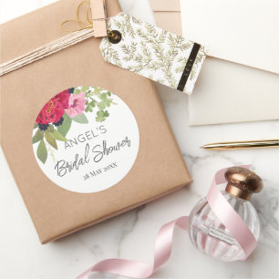Bright & Colourful Floral Bouquet Bridal Shower Classic Round Sticker