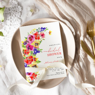 Bright Colourful Floral Bridal Shower Invitation