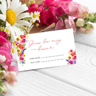 Bright Colourful Floral How Many Kisses Bridal Gam Enclosure Card