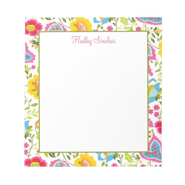 Bright Colourful Floral Pattern Notepad (Front)