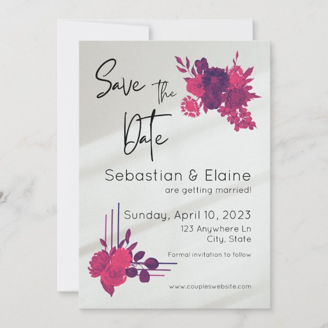 Bright Colourful Flowers & Sunlight Wedding Save The Date (Front)