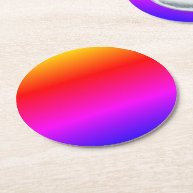Bright Colourful Flowing Colour Field Cheerful  Round Paper Coaster (Angled)