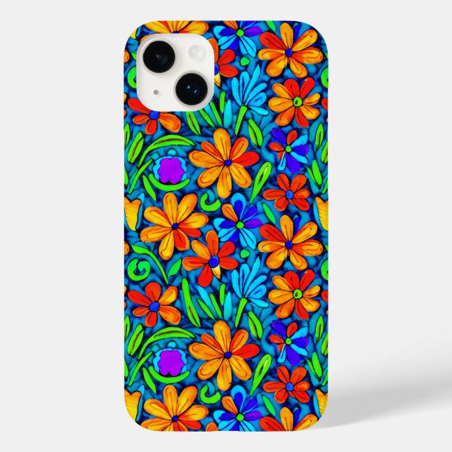 Bright Colourful Folk Art Flowers  Case-Mate iPhone Case (Back)