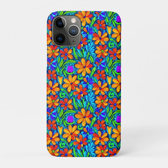 Bright Colourful Folk Art Flowers  Case-Mate iPhone Case (Back)