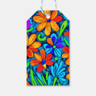 Bright Colourful Folk Art Flowers Gift Tags