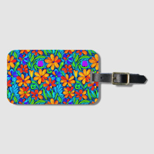 Bright Colourful Folk Art Flowers  Luggage Tag