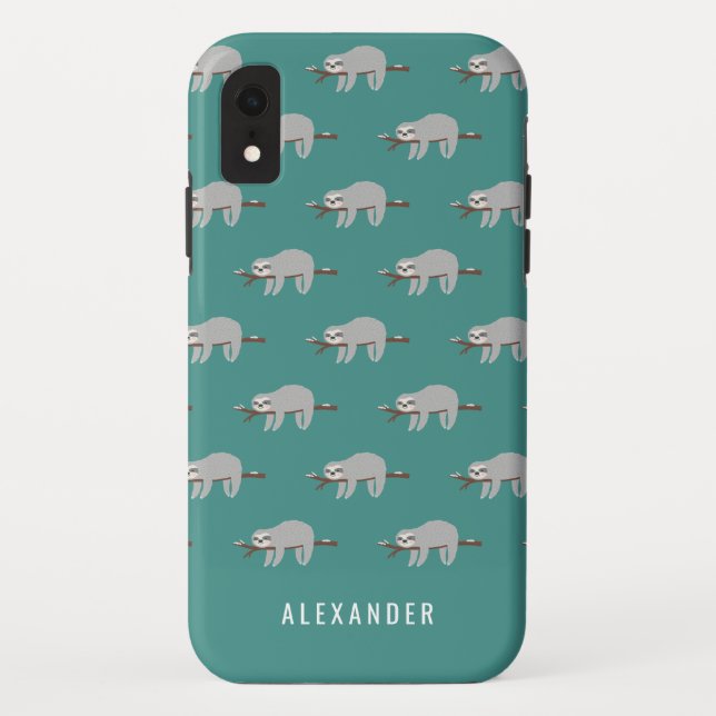 Bright colourful fun cartoon sloth Case-Mate iPhone case (Back)