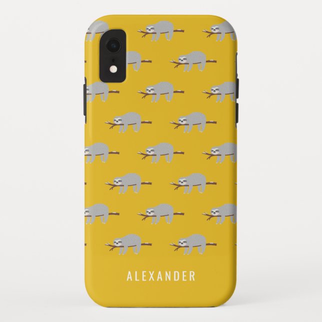 Bright colourful fun cartoon sloth Case-Mate iPhone case (Back)