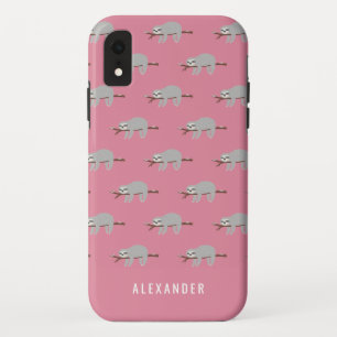 Bright colourful fun cartoon sloth iPhone XR case