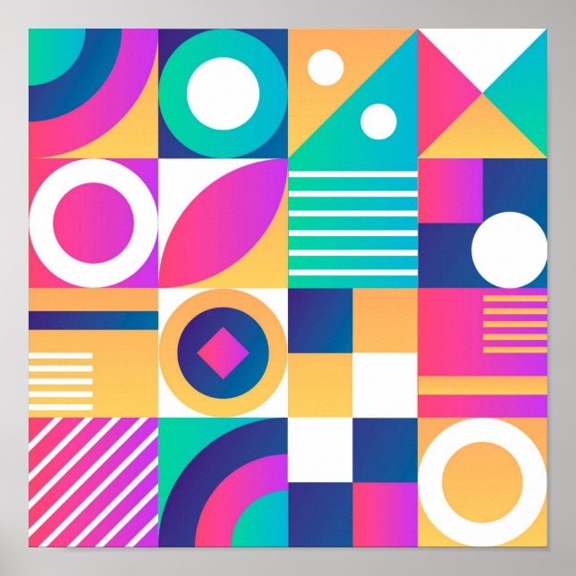 Bright Colourful Fun Geometric Abstract Poster (Front)