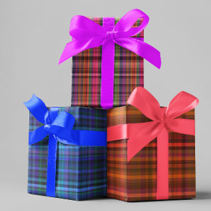 Bright Colourful Fun Plaid Patterns  Wrapping Paper Sheet
