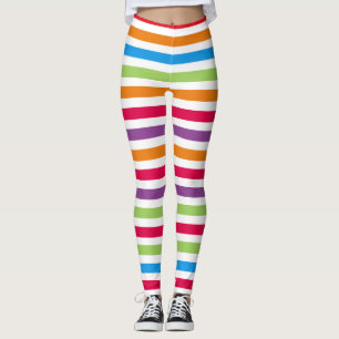 Bright Colourful Fun Striped Pattern Leggings
