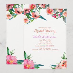 Bright Colourful Fun Summer Watercolor Floral Chic Invitation