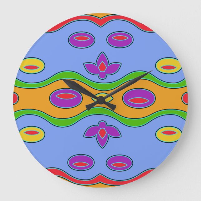 Bright Colourful Funky Abstract Wall Clock (Front)