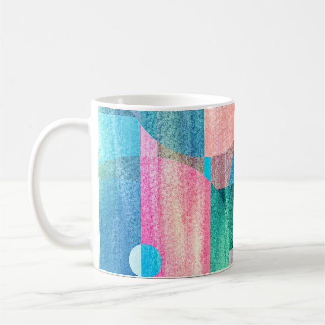 Bright, Colourful Geometric Abstract Coffee Mug (Left)