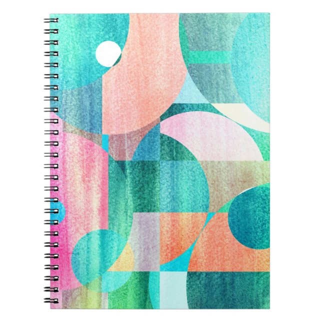 Bright, Colourful Geometric Abstract Notebook (Front)