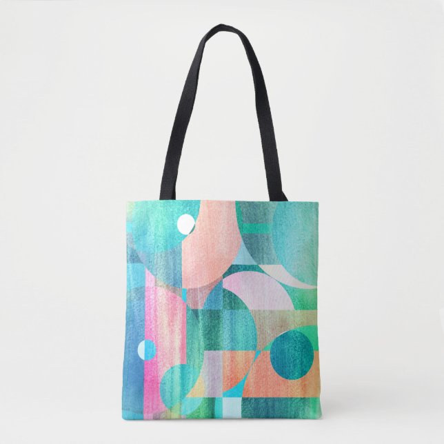 Bright, Colourful Geometric Abstract Tote Bag (Front)