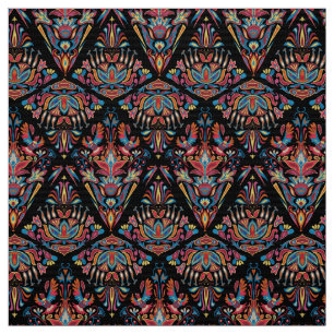 Bright colourful geometric floral tradition patter fabric