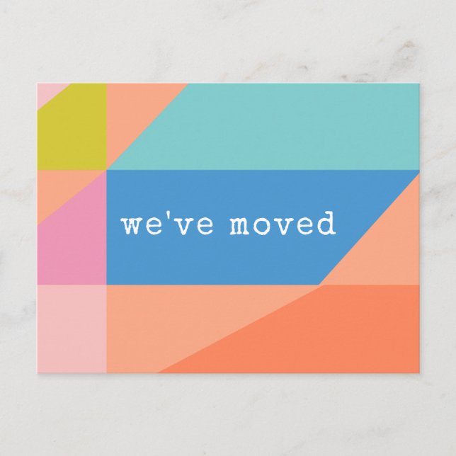 Bright Colourful Geometric We've Moved New Address Postcard (Front)