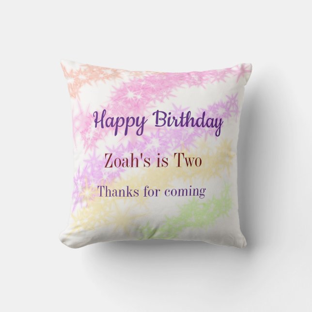 Bright colourful glitter background happy birthday cushion (Front)