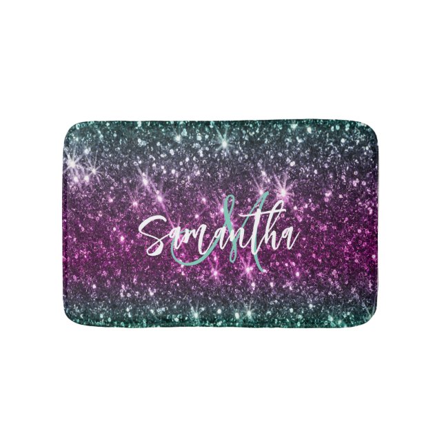 Bright Colourful Glitter Bath Mat (Front)