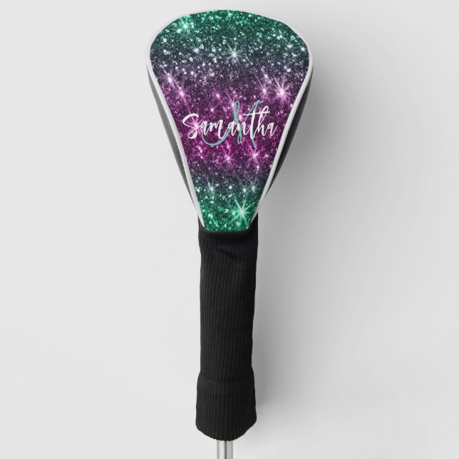 Bright Colourful Glitter Golf Head Cover (Front)