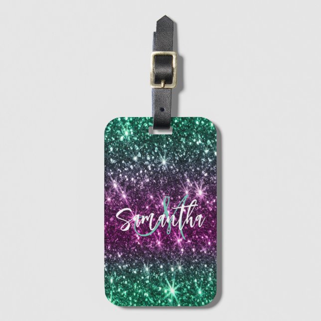 Bright Colourful Glitter Luggage Tag (Front Vertical)