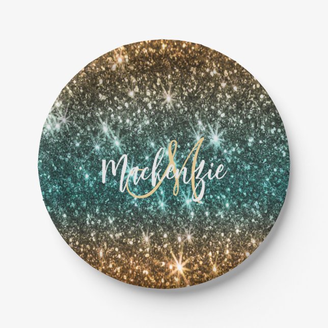 Bright Colourful Glitter Paper Plate (Front)