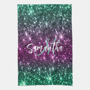 Bright Colourful Glitter Tea Towel