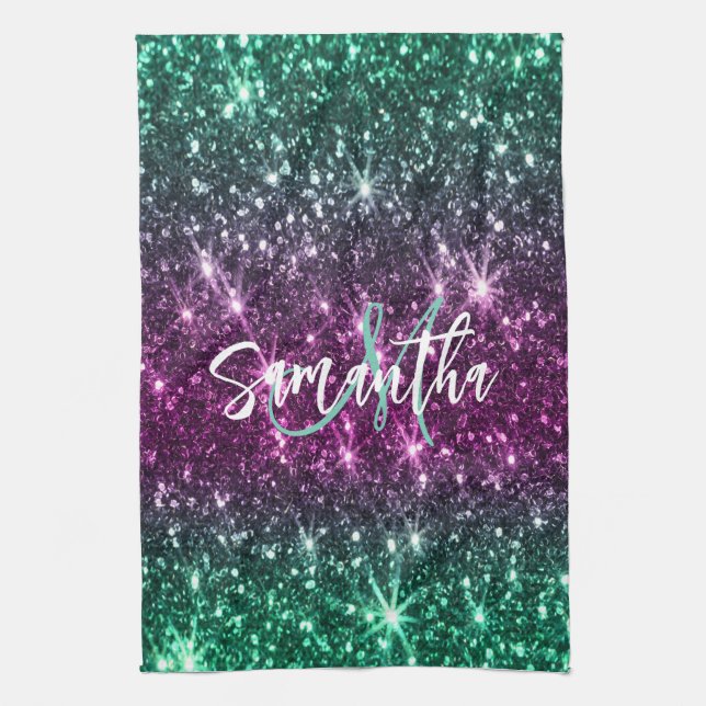 Bright Colourful Glitter Tea Towel (Vertical)