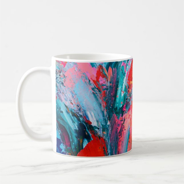 Bright colourful hand painted abstract backgrounda coffee mug (Left)