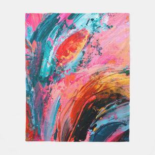 Bright colourful hand painted abstract backgrounda fleece blanket