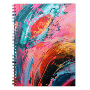Bright colourful hand painted abstract backgrounda notebook