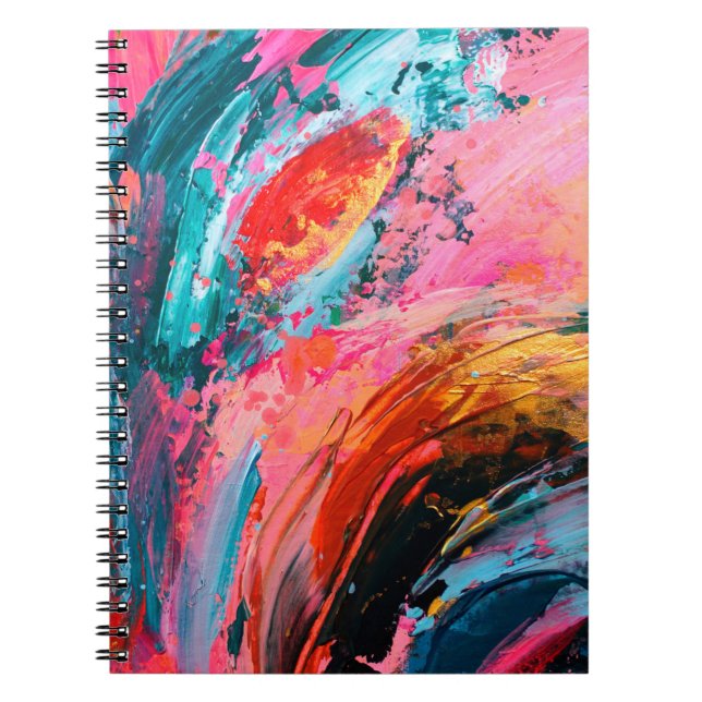 Bright colourful hand painted abstract backgrounda notebook (Front)