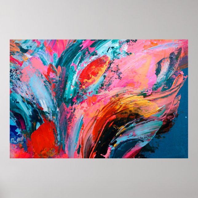 Bright colourful hand painted abstract backgrounda poster (Front)