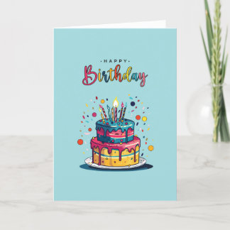 Bright & Colourful Happy Birthday Cake Card