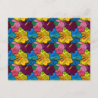 Bright Colourful Hibiscus Flowers Postcard