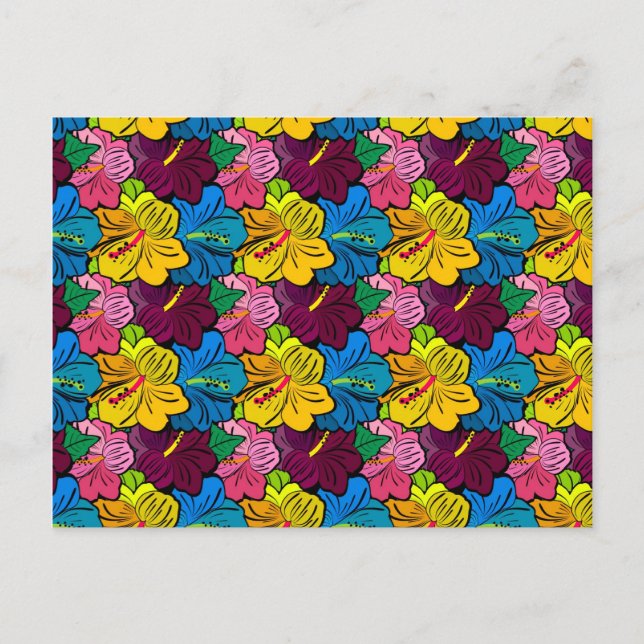 Bright Colourful Hibiscus Flowers Postcard (Front)