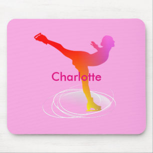Bright Colourful Ice Skating Skater Silhouette Mouse Pad