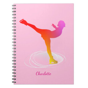 Bright Colourful Ice Skating Skater Silhouette Notebook