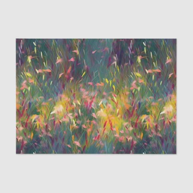 Bright, colourful, impressionist style wildflowers tissue paper (Front)