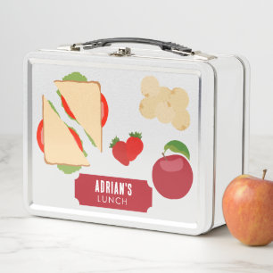 Bright Colourful Kids Healthy Lunch Custom Name  Metal Lunch Box