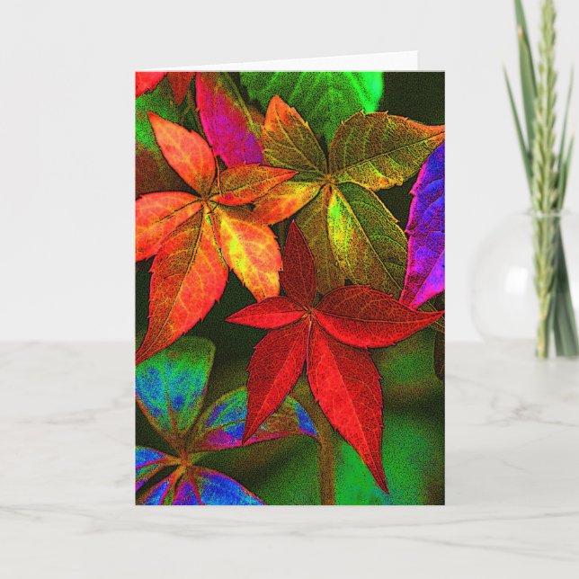 Bright colourful leaves card (Front)
