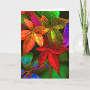 Bright colourful leaves card