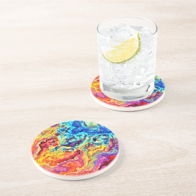 Bright colourful marble  coaster (Side)