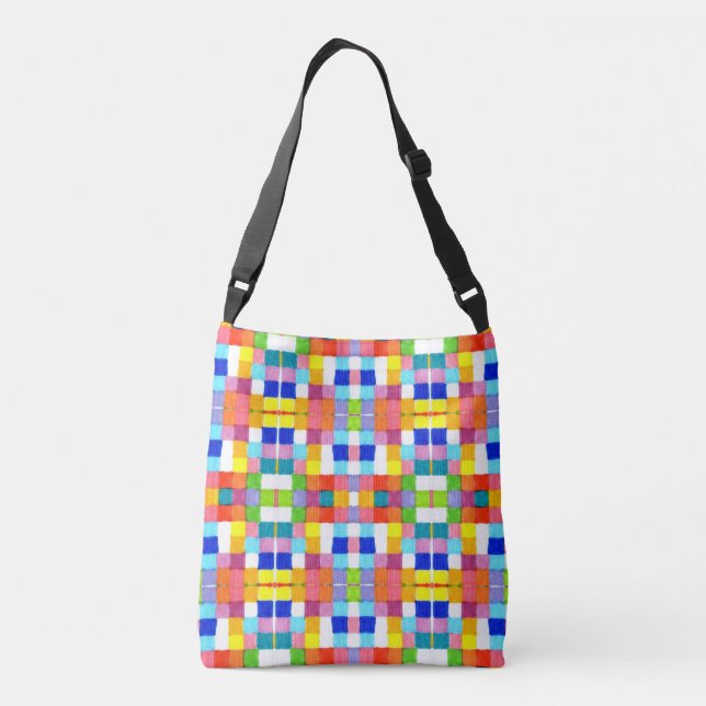 Bright Colourful Marker Original Geometric Artwork Crossbody Bag (Back)