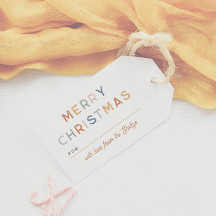 Bright & Colourful Merry Christmas Script Name Gift Tags